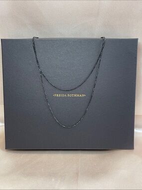 Freida Rothman Black Rhodium Over Sterling Silver Box Chain 30" NWT $145 MSRP